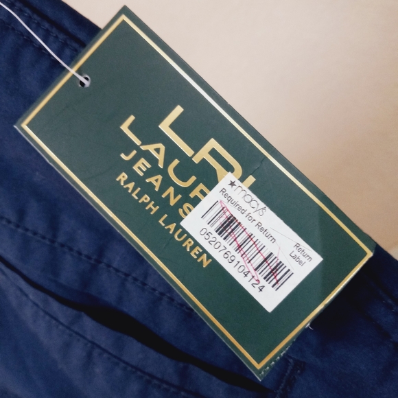 8 NEW W TAG LRL LAUREN RALPH LAUREN MIDNIGHT BLUE CROPPED CARGO PANTS - Picture 4 of 9